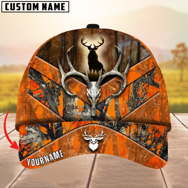 Maxcorners Unique Skull Deer Hunting Multicolor Personalized Name 3D Cap