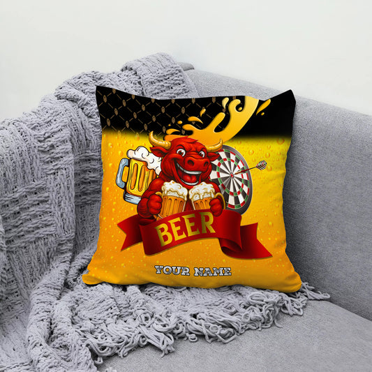 Maxcorners Darts Red Bull Beer Mascot Customized Name 3D Pillow