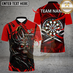 Maxcorners Darts Skull Flame Multicolor Customized Name, Team Name 3D Shirts