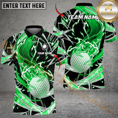 Maxcorners Fireball Swing Golf Polo Shirt, Customized Name & Team Name 3D Shirts (4 Colors)