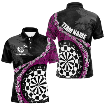 Maxcorners Custom Black And Purple Tribal Darts Shirts For Men | Team Polo & Quarter Zip Darts Jerseys LM1605