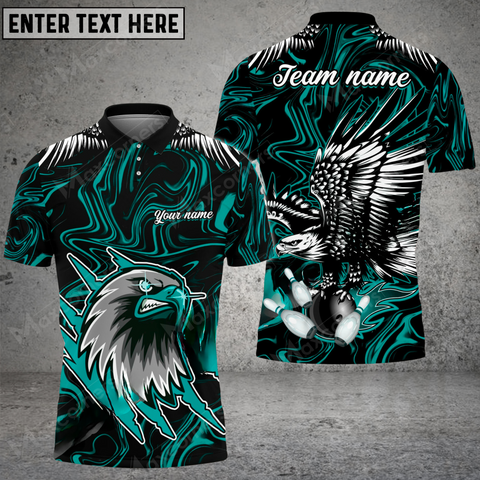 Maxcorners Soaring Eagle Bowling Jersey Multicolor Option Customized Name, Team Name 3D Polo Shirt