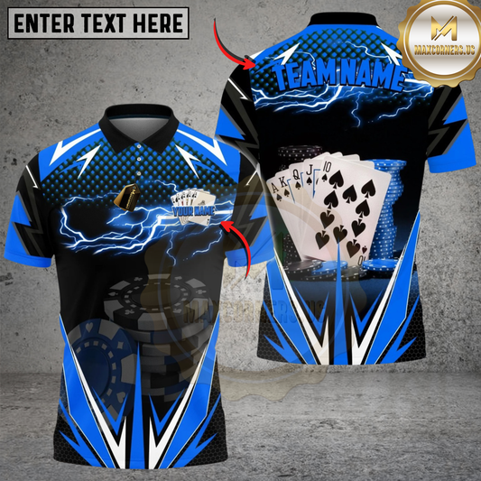 Maxcorners Poker Blue Fire Personalized Name, Team Name Unisex Shirt LM1009