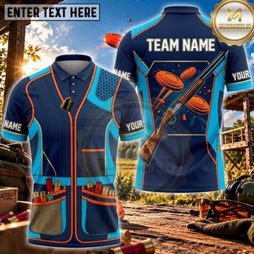 Maxcorners Clay Shooting Neon Blue Shotgun Target Vest Personalized Name 3D Unisex Shirt
