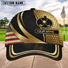 Maxcorners Golf Patriotic Gold Emblem Personalized Name 3D Cap (7 Colors)