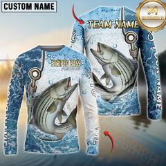 Maxcorners Striped Bass Fishing Golden Hook Graphic Sport Custom Name & Team Name 3D Shirts