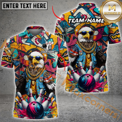 Maxcorners Funny Eagle Graffiti Bowling Jersey Multicolor Options Personalized Name, Team Name 3D Shirt