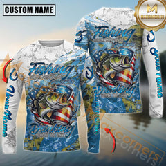 Maxcorners Bass Fishing  Beer & Fishing Flag Quote “Fishing solves most of my problems, drinking solves the rest” Dynamic Strike Sport Jersey Personalized Name, Team Name Long Sleeve Shirt