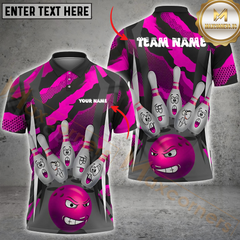 Maxcorners  Bowling Furious Strike Multicolor Customized Name, Team Name 3D Shirts