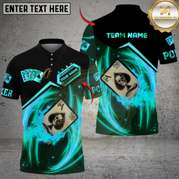 Maxcorners Ace Card Poker Blue Fire Personalized Name, Team Name Unisex Shirt LM1009