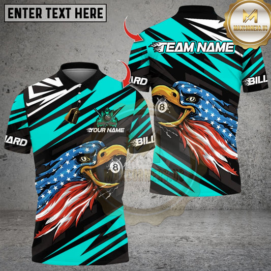 Maxcorners Billiards American Eagle 8 Ball Multicolor Customized Name, Team Name 3D Shirt