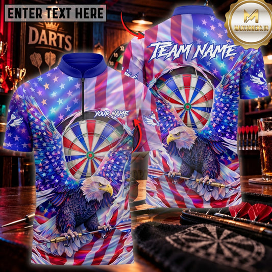 Maxcorners Darts & Patriotic Dartboard Burst Graphic Customized Name, Team Name 3D Shirts