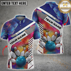 Maxcorners Bowling Cosmic Strike Impact Multicolor Customized Name, Team Name 3D Shirts