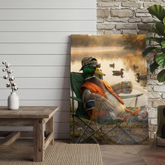 Maxcorners Duck Canvas Relaxing Lake Chair Coffee Morning Canvas Wall Art