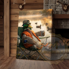 Maxcorners Duck Canvas Relaxing Lake Chair Coffee Morning Canvas Wall Art