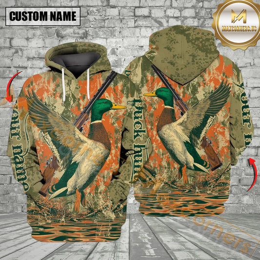 Maxcorners Custom Name Vintage Duck Hunting All Over Print Shirt Best Gift For Hunter