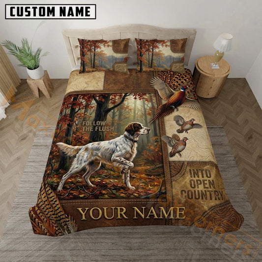 Maxcorners Upland Bird Hunting Vintage Rustic Pointer Dog Bedding Set 3D Print Custom Name