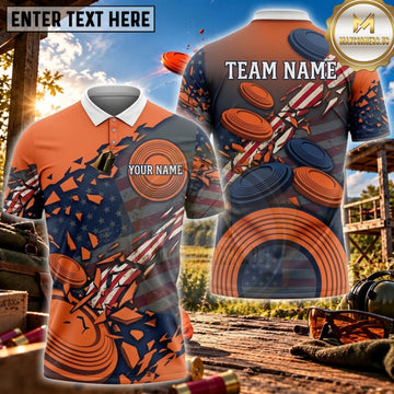 Maxcorners Clay Shooting Orange Target Abstract Splash Personalized Name 3D Unisex Shirt