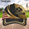 Maxcorners Golf Patriotic Gold Emblem Personalized Name 3D Cap (7 Colors)