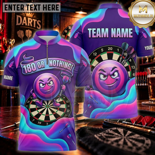 Maxcorners Darts Neon Purple One Eyed Monster Personalized Name 3D Unisex Shirt