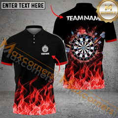 Maxcorners Darts Fire Dratboard Multicolor Option Customized Name, Team Name 3D Polo Shirt