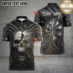 Maxcorners Darts Skull Bones Dark Stone Personalized Name 3D Unisex Shirt