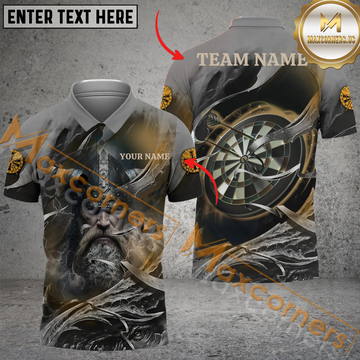MaxCorners Darts Viking Customized Name, Team Name 3D Polo Shirt