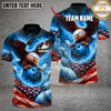 Maxcorners Bowling And Pins Fire Eagle US Flag  Multicolor Customized Name, Team Name 3D Shirt