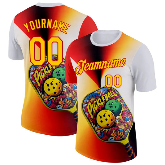 Maxcorners Comic Graffiti Pickleball Paddle Angry Balls Pop Art Blast Personalized Name 3D Unisex Shirt