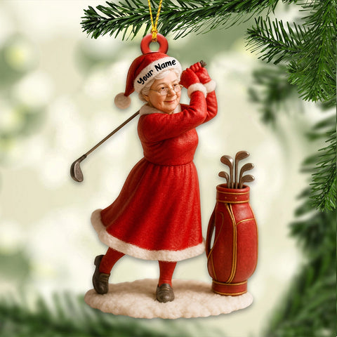Maxcorners Personalized Grandma Golf Ornament – Custom Name Lady Golfer Christmas Ornament, Funny Holiday Golf Gift for Women, Golf Ornament and Golf Decor for Tree MT1611