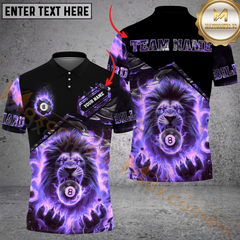 Maxcorners Ball 8 Pool Fiery Lion Billiard Jersey Multicolor Option Customized Name, Team Name 3D Polo Shirt