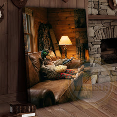 Maxcorners Duck Canvas Cozy Cabin Living Room Popcorn Canvas Wall Art