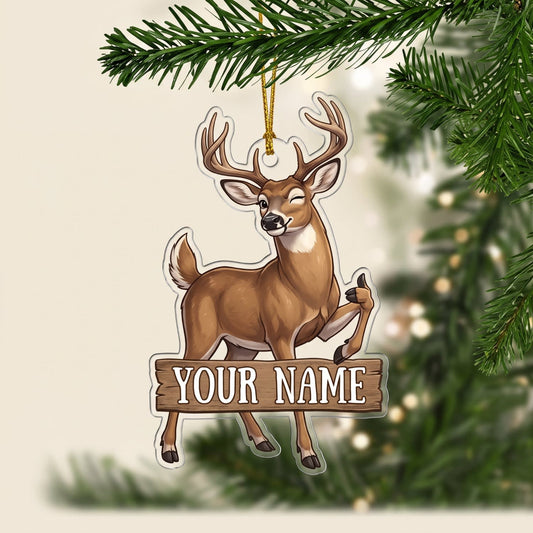 Maxcorners Deer Hunting Whitetail Buck Customized Name 3D Keychain And Ornament