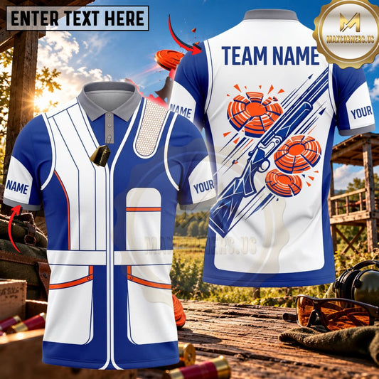 Maxcorners Clay Shooting Shotgun Clay Target Competition Vest Multicolor Customized Name Team Name 3D Shirts (4 Colors)