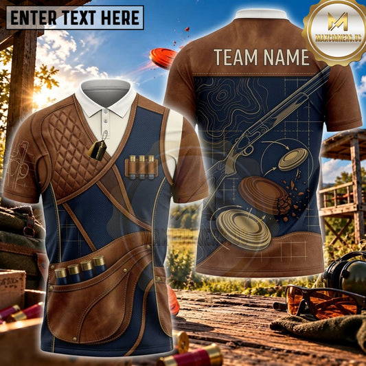 Maxcorners Clay Shooting Vintage Brown Clay Target Vest Personalized Name 3D Unisex Shirt