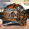 Maxcorners Dog Hunting And Duck Orange Black Geometric Camo Hunting Scene Multiple Options Personalized Name 3D Cap