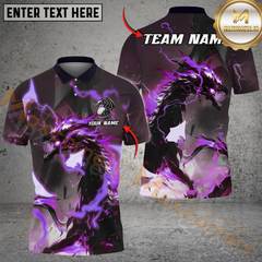 Maxcorners Thunder Dragon Golf Polo Shirt, Customized Name & Team Name 3D Shirts (4 Colors)