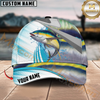 Maxcorners Fishing Blue Water Fish Skin Customized Name 3D Cap (7 Breeds)