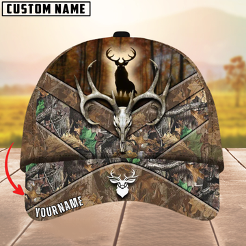 Maxcorners Unique Skull Deer Hunting Multicolor Personalized Name 3D Cap