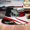 Maxcorners Fishing Patriotic Flag Fishing with Chain and Hook Personalized Name 3D Bucket Hat (13 Fish Species)