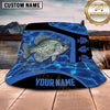 Maxcorners Fishing Green Flame Fishing with Bold Graphic Personalized Name 3D Bucket Hat (13 Fish Species)