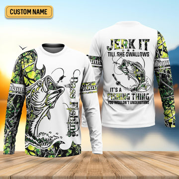 Maxcorners Jerk It Till She Swallow, Fishing Thing Hooded UPF Shirt, Funny Fishing Shirt, Fishing Shirt For Men