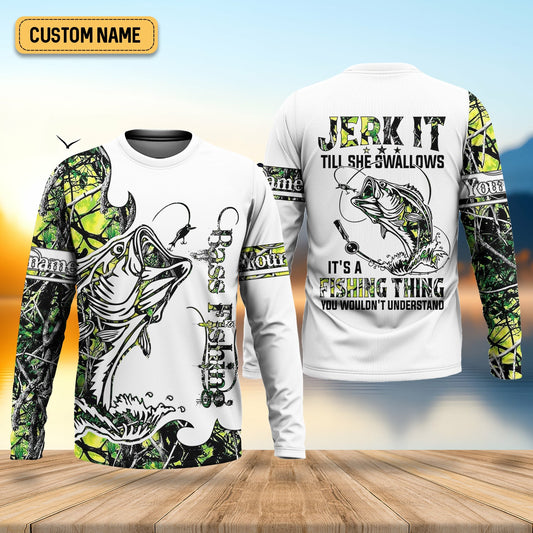 Maxcorners Jerk It Till She Swallow, Fishing Thing Hooded UPF Shirt, Funny Fishing Shirt, Fishing Shirt For Men