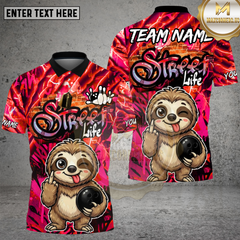 Maxcorners Street Life Sloth Bowling Neon Graffiti Multioptions Personalized Name, Team Name Unisex 3D Shirt (4 Colors)