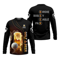 Maxcorners Golf And Beer Custom Men's Golf Polo Shirt, Funny Golf Shirt, Gift For Golfers