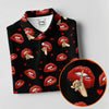 Maxcorners Sassy Red Lips Golf Shirt, Funny Valentine Pattern Design, Women’s Golf Polo LM1507