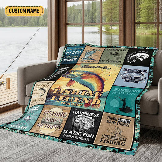 Maxcorners Born To Be A Fishing Legend Custom Name Blanket, Fishing Blanket, Presents For Fishermen, Gift For Fishing Lover LM0201