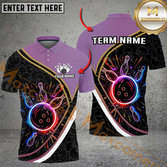 Maxcorners Bowling Neon King Multicolor Customized Name, Team Name 3D Shirts