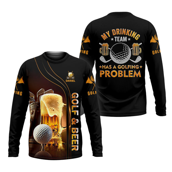 Maxcorners My Drinking Team Has Golfing Problem Custom Men's Golf Polo Shirt, Mens Golf Gift, Funny Golf Shirt