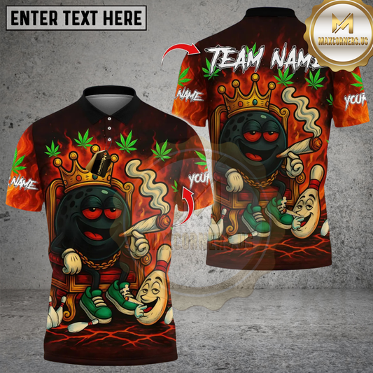 Maxcorners Bowling King Smoking Ball Multicolor Customized Name, Team Name 3D Shirts
